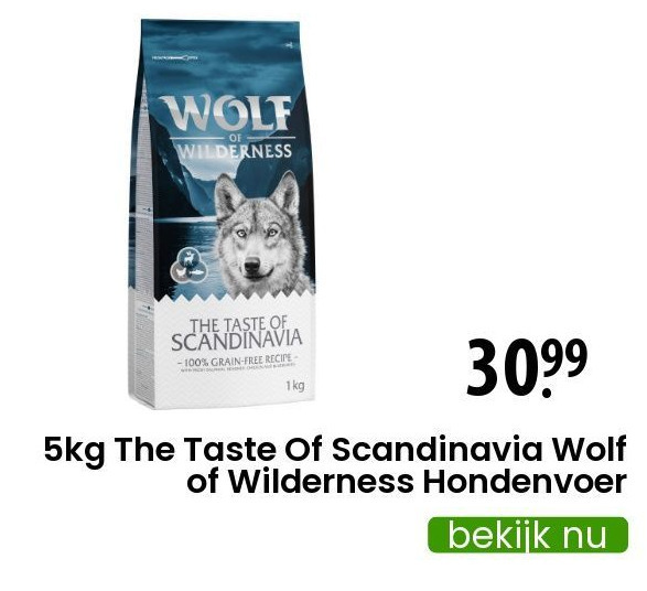 5kg The Taste Of Scandinavia Wolf of Wilderness Hondenvoer aanbieding