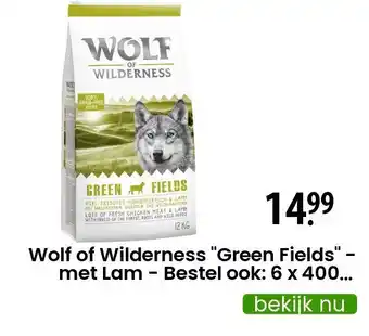 Zooplus Wolf of Wilderness "Green Fields" - met Lam - Bestel ook: 6 x 400 g Green Fields worst aanbieding