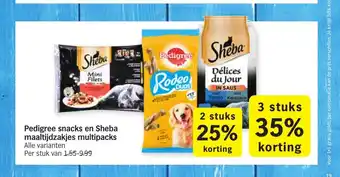 Albert Heijn Pedigree snacks en Sheba maaltijdzakjes multipacks alle varianten aanbieding