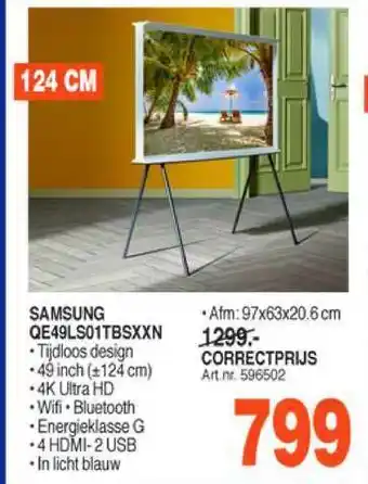 Correct Samsung qe49ls01tbsxxn 4k ultra hd led tv aanbieding