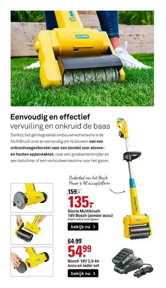 Karwei Gloria multibrush 18v bosch (zonder accu) of bosch 18v 2,5 ah accu en lader set aanbieding