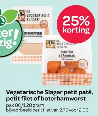 Spar De Vegetarische Slager petit pate, petit filet of boterhamworst 80/128g aanbieding