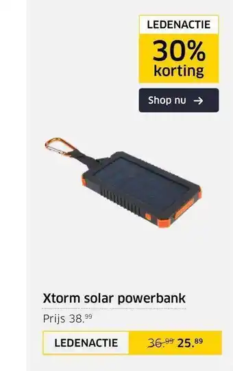 ANWB Xtorm Solar Powerbank 30% Korting aanbieding