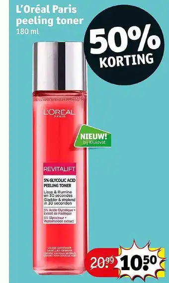 Kruidvat L'Oréal Paris Peeling Toner 50% Korting aanbieding