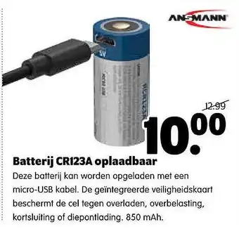 Plentyparts Batterij CR123A Oplaadbaar aanbieding