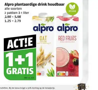 Poiesz Alpro Plantaardige Drink Houdbaar 1+1 Gratis aanbieding