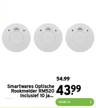 GAMMA Smartwares Optische Rookmelder RM520 Inclusief 10 jaar lithium batterij 3-pack aanbieding