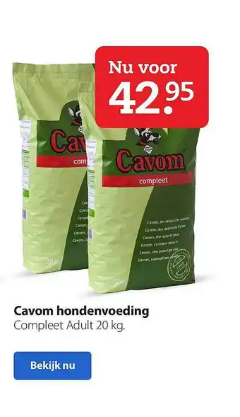 Boerenbond Cavom Hondenvoeding aanbieding