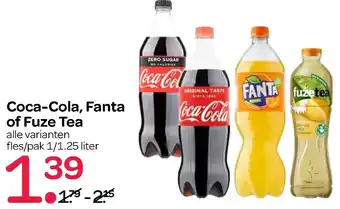 Spar Coca-Cola, Fanta of Fuze Tea 1/1.25L aanbieding