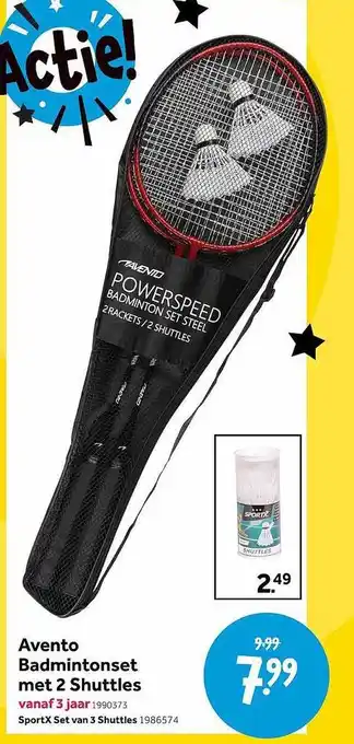 Intertoys Avento Badmintonset Met 2 Shuttles aanbieding