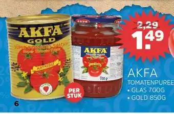 Sahan Supermarkten Akfa Tomatenpuree Glas 700g Of Gold 850g aanbieding