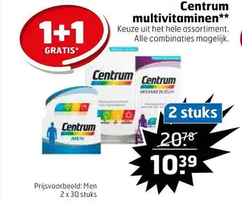 Trekpleister Centrum Multivitaminen 1+1 Gratis aanbieding