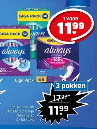 Trekpleister Always Extra Protect Large Inlegkruisjes aanbieding