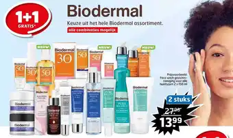 Trekpleister Biodermal Face Wash Gezichtsreiniging Voor Alle Huidtypen 1+1 Gratis aanbieding