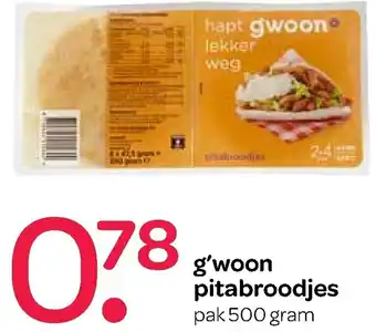 Spar G'woon Pitabroodjes 500g aanbieding