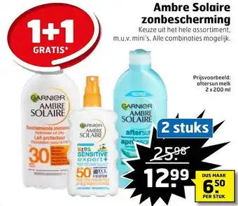 Trekpleister Garnier Ambre Solaire Zonbescherming 1+1 Gratis aanbieding