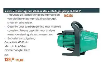 De Boer Drachten Marina Zelfaanzuigende Schoonwater Centrifugaalpomp Cam 60 P aanbieding