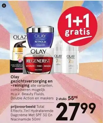 Etos Olay Gezichtsverzorging En -Reiniging 1+1 Gratis aanbieding