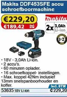 Toolstation Makita DDF453SFE Accu Schroefboormachine aanbieding