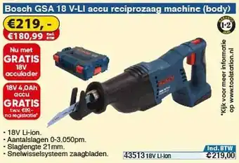 Toolstation Bosch GSA 18 V-LI Accu Reciprozaag Machine (Body) aanbieding