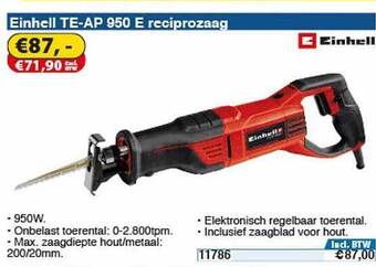 Toolstation Einhell TE-AP 950 E Reciprozaag aanbieding