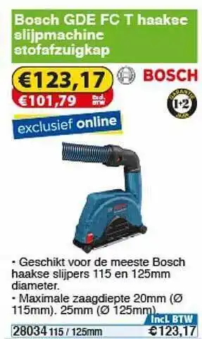 Toolstation Bosch GDE FC T Haakse Slijpmachine Stofafzuigkap aanbieding