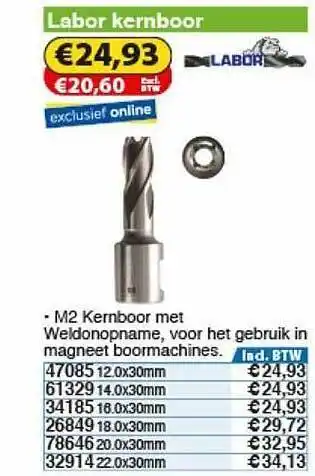 Toolstation Labor Kernboor aanbieding