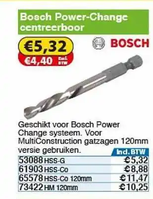 Toolstation Bosch Power-Change Centreerboor aanbieding