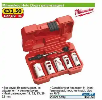 Toolstation Milwaukee Hole Dozer Gatenzaagset aanbieding