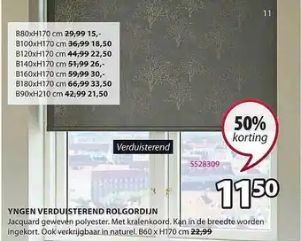 Jysk Yngen Verduisterend Rolgordijn 50% Korting aanbieding