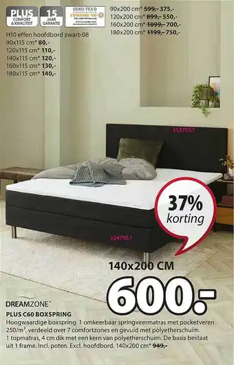 Jysk Dreamzone Plus C60 Boxspring 37% Korting aanbieding