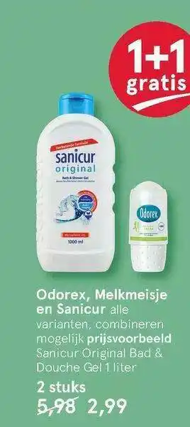 Etos Odorex, melkmeisje en sanicur 1+1 Gratis aanbieding