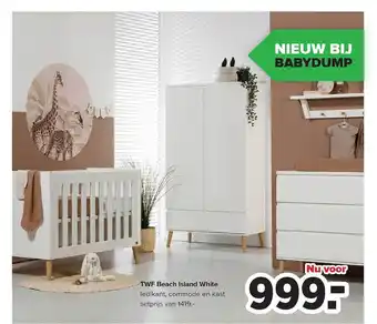 Baby-Dump TWF Beach Island White Ledikant, Commode En Kast aanbieding