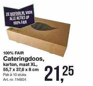 Bidfood 100% Fair Cateringdoos, Karton, Maat XL, 55,7 X 37,6 X 8 Cm aanbieding