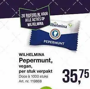 Bidfood Wilhelmina Pepermunt, Vegan aanbieding