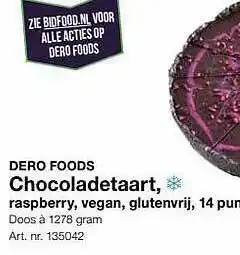 Bidfood Dero Foods Chocoladetaart, Raspberry, Vegan, Glutenvrij, 14 Punt aanbieding