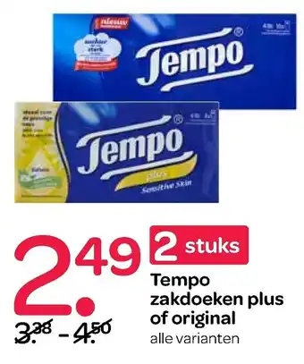 Spar Tempo Zakdoeken plus of original aanbieding