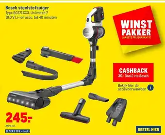 Makro Bosch Steelstofzuiger BCS711XXL Unlimited 7 aanbieding