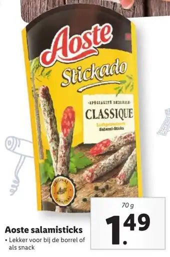 Lidl Aoste salamisticks 70 gr aanbieding