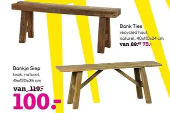 Leen Bakker Bankje Siep Of Bank Ties aanbieding