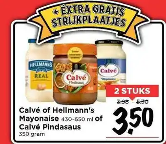 Vomar Voordeelmarkt Calvé of hellmann's mayonaise of calvé pindasaus aanbieding