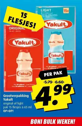 Boni Grootvrpakking Yakult Original Of Light aanbieding