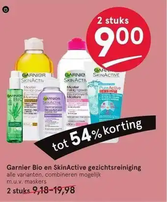 Etos Garnier Bio En SkinActive Gezichstreiniging Tot 54% Korting aanbieding