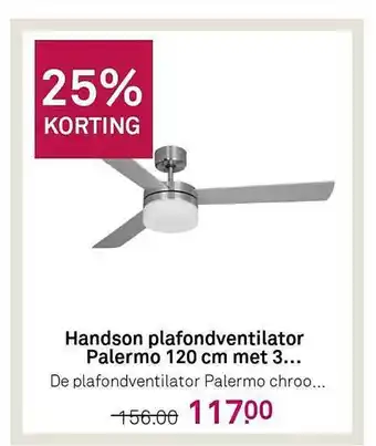 Karwei Handson Plafondventilator Palermo 120 Cm Met 3... 25% Korting aanbieding