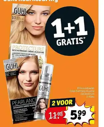 Kruidvat Guhl Color Forming Mousse Donkerbruin 1+1 Gratis aanbieding