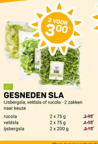 Ekoplaza Gesneden sla rucola 2x75g aanbieding