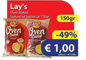 Die Grenze Lay's Oven Baked Naturel Of Barbecue 150gr aanbieding