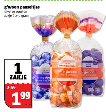 Poiesz G'woon Paaseitjes 250g aanbieding