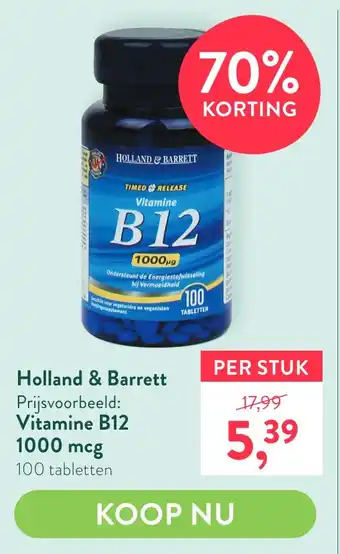 Holland & Barrett Holland & Barrett Vitamine B12 1000 mcg aanbieding