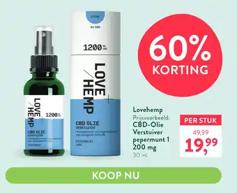 Holland & Barrett Lovehemp CBD-Olie Verstuiver pepermunt 1 200 mg aanbieding